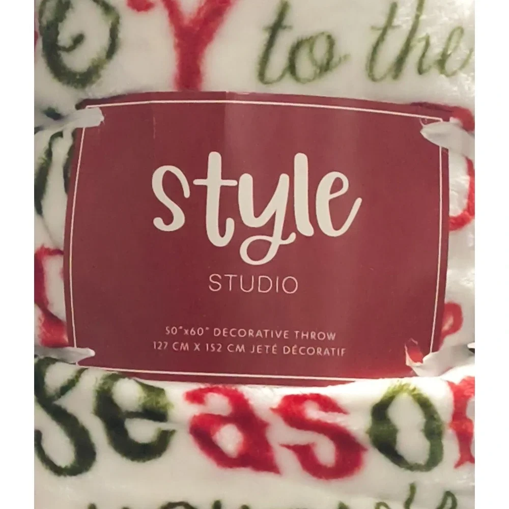 Christmas Velvet Throw, Style Studio, White, Red, Green, 50